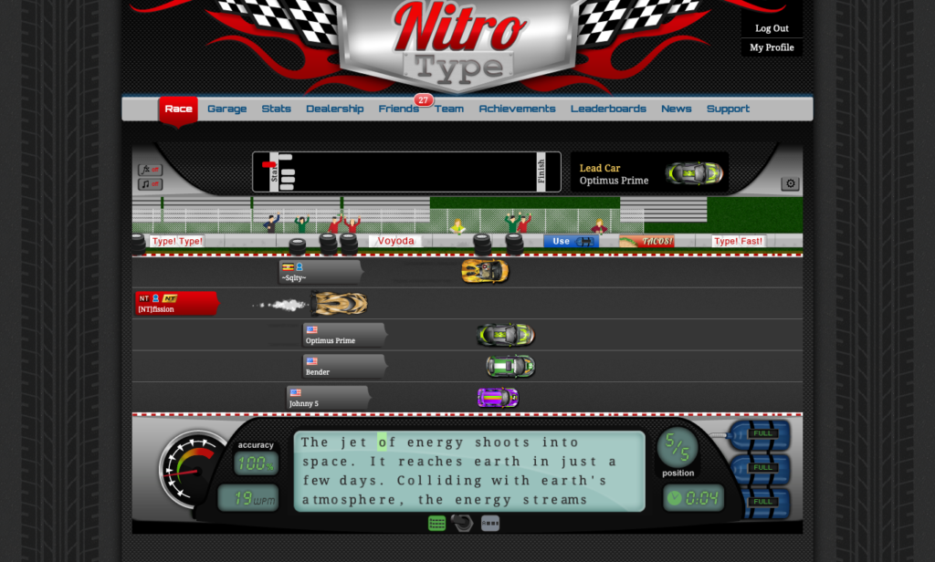 Nitro Type - Racing Typing Games