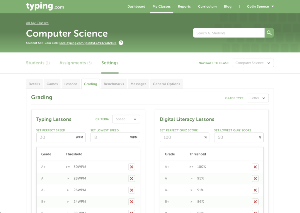 Typing.com - Grading