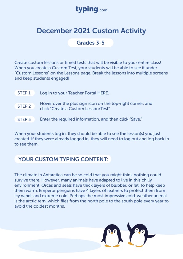 Custom Activity for Grades 3-5